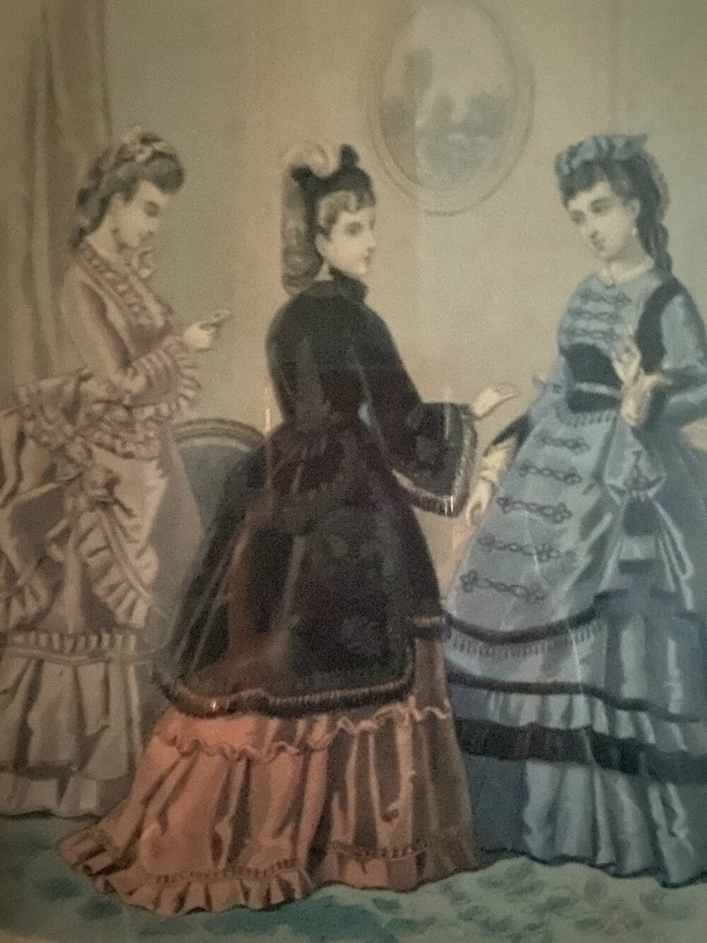 1872 matted and framed fashion illustration